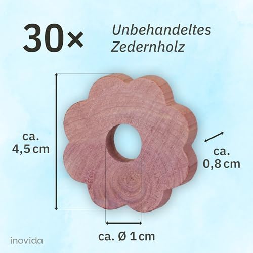 Inovida Zedernholz Mottenschutz für Kleiderschrank – 16 Duft Blöcke, natürlicher Dufterfrischer für optimale Frische und