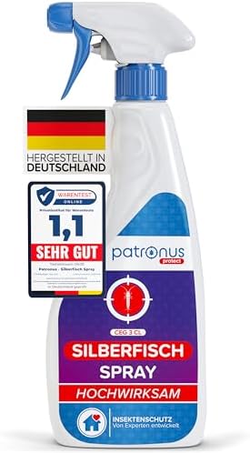 Patronus Silberfisch-Spray 500 ml – Sofortwirkung gegen Silberfische & Papierfische, effektive Lösung mit Zitrusduft für