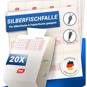 PIC Silberfischfalle 20x - 100% Giftfrei für sichere Haushalte - Effektiv gegen Silberfische & Papierfischchen