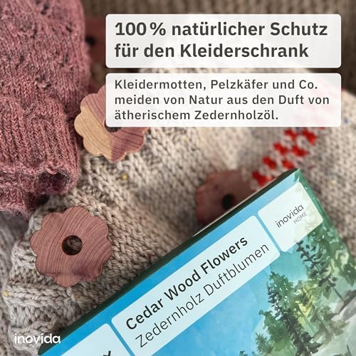 Inovida Zedernholz Mottenschutz für Kleiderschrank – 16 Duft Blöcke, natürlicher Dufterfrischer für optimale Frische und