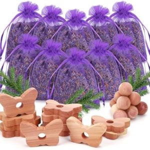 Zedernholz Mottenschutz 36 Stück – Effektive Lavendelsäckchen für Kleiderschrank gegen Kleidermotten und Schlupfwespen