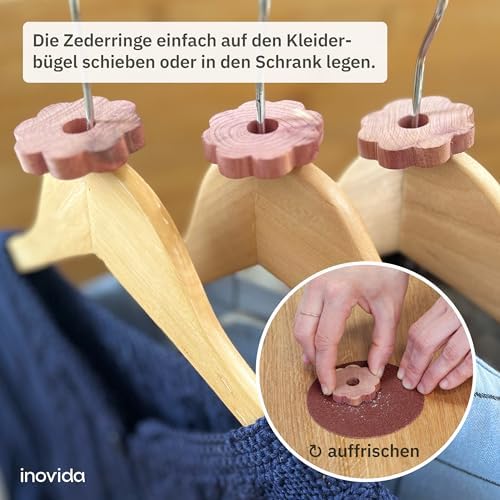Inovida Zedernholz Mottenschutz für Kleiderschrank – 16 Duft Blöcke, natürlicher Dufterfrischer für optimale Frische und