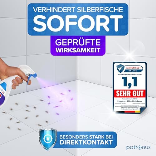 Patronus Silberfisch-Spray 500 ml – Sofortwirkung gegen Silberfische & Papierfische, effektive Lösung mit Zitrusduft für