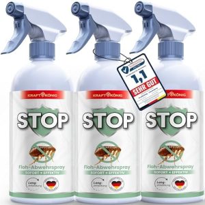 KRAFTKÖNIG Flohspray für Wohnung und Möbel – Effektive Flohbekämpfung für Haushalte mit Hunden und Katzen – 3x 500 ml