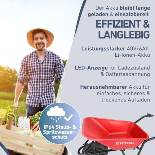 Elektrische Schubkarre von XYZ I 80L Mulde I 150kg Traglast I Perfekt für Gartenarbeiten