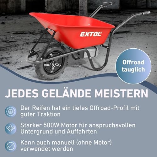 Elektrische Schubkarre von XYZ I 80L Mulde I 150kg Traglast I Perfekt für Gartenarbeiten