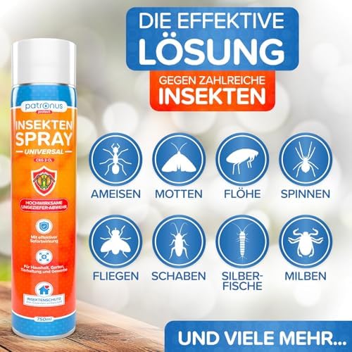 Patronus Insektenspray Universal 750 ml - Hochwirksam gegen Insekten in der Wohnung mit Zitrusduft