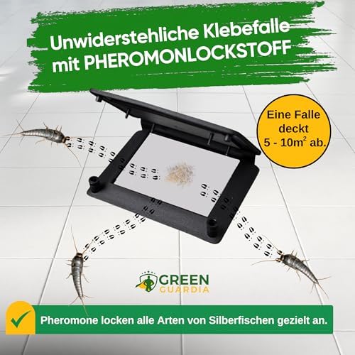 Silberfischfalle von - 3x Pheromon-Lockstoff Fallen, umweltfreundlich & geruchsneutral für ein chemiefreies Zuhause