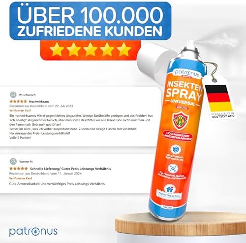 Patronus Insektenspray Universal 750 ml - Hochwirksam gegen Insekten in der Wohnung mit Zitrusduft