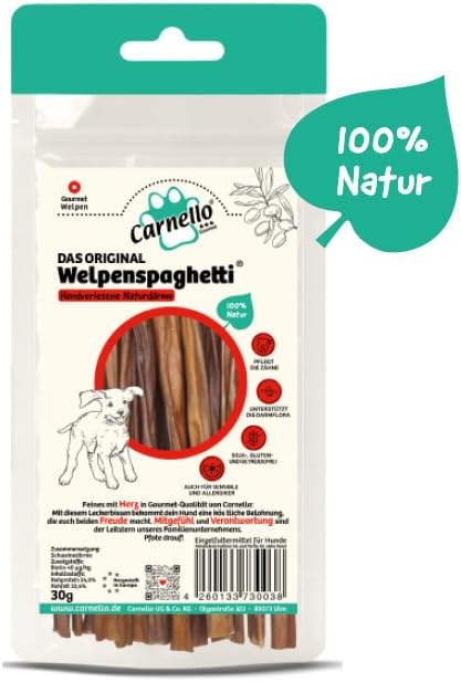 Carnello Welpenspaghetti – Getreidefreier Hundesnack für kleine Hunde, ideal für unterwegs (3 x 30g)