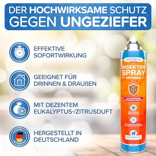 Patronus Insektenspray Universal 750 ml - Hochwirksam gegen Insekten in der Wohnung mit Zitrusduft