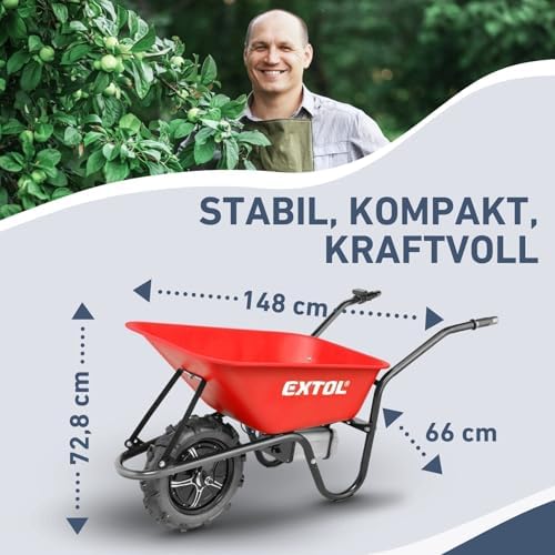 Elektrische Schubkarre von XYZ I 80L Mulde I 150kg Traglast I Perfekt für Gartenarbeiten