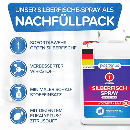 Patronus Silberfisch-Spray 500 ml – Sofortwirkung gegen Silberfische & Papierfische, effektive Lösung mit Zitrusduft für
