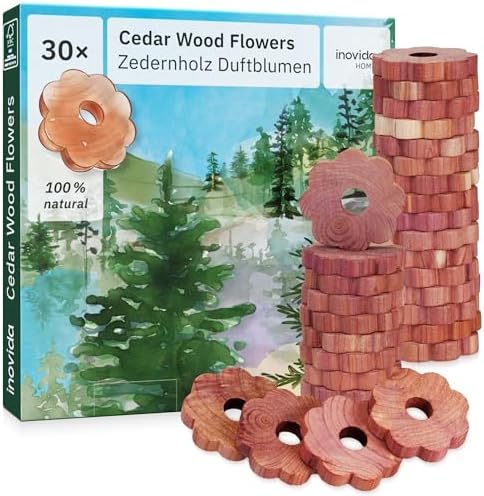 Inovida Zedernholz Mottenschutz für Kleiderschrank – 16 Duft Blöcke, natürlicher Dufterfrischer für optimale Frische und