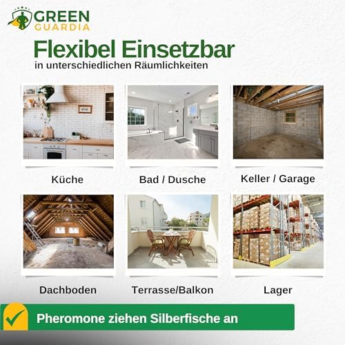 Silberfischfalle von - 3x Pheromon-Lockstoff Fallen, umweltfreundlich & geruchsneutral für ein chemiefreies Zuhause