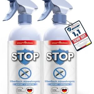 KRAFTKÖNIG Silberfisch Spray - Effektive 2x500ML Lösung zur schnellen Bekämpfung von Silberfischen in Ihrem Zuhause