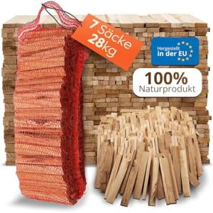 Premium 28 kg Brennholz - Eichenholz Anzünder für Grill und Kamin - 100% biologisch und nachhaltig, ideal für gemütliche